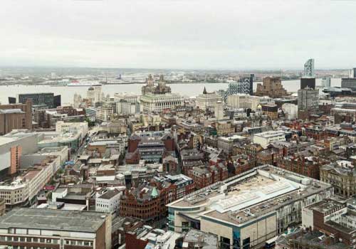 UK Travel Group Liverpool city centre birds eye view